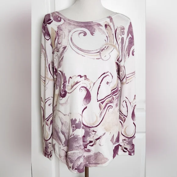 Chicos Purple Swirl Sweater Womens Medium Art To Wear Casual Rayon Blend - Picture 2 of 8